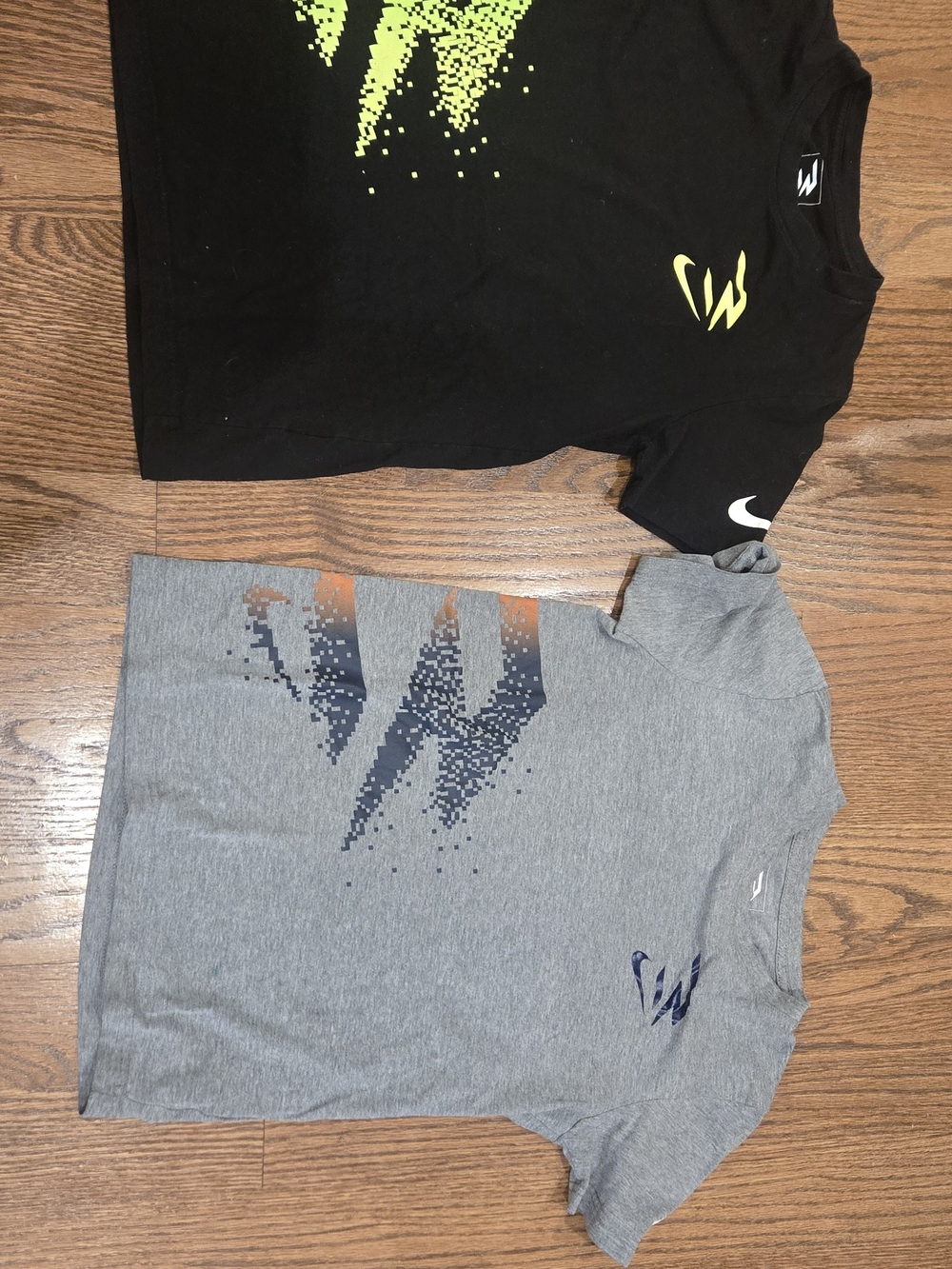 Nike Kids Short-Sleeve Graphic Tees in Black & Gray with Neon Accent